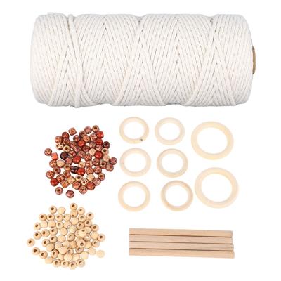 Macrame Kits for Beginners Cotton Macrame Cord with Wooden Beads Wooden Rings Macrame Plant Hanger