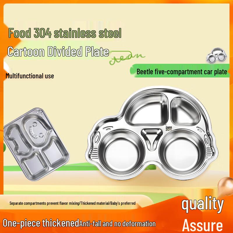 Jiwanggu Kids  Stainless Steel Divided Meal Plate 29.5x21x5cm