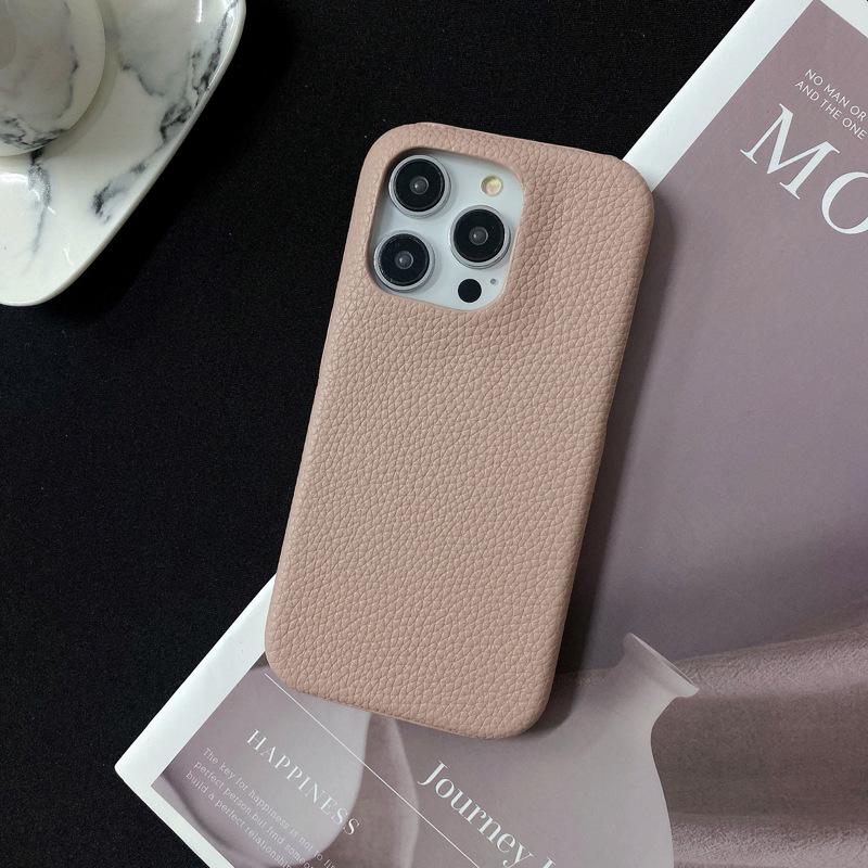 Half-wrapped Lychee Pattern, Suitable for Apple 15promax Phone Case, IPhone14 Anti-drop 13 Creative Women's Leather Case