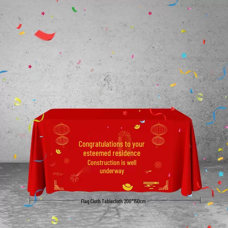 Happy Start Ceremony Decoration Set: Banner, Tablecloth, Stickers, Firecrackers