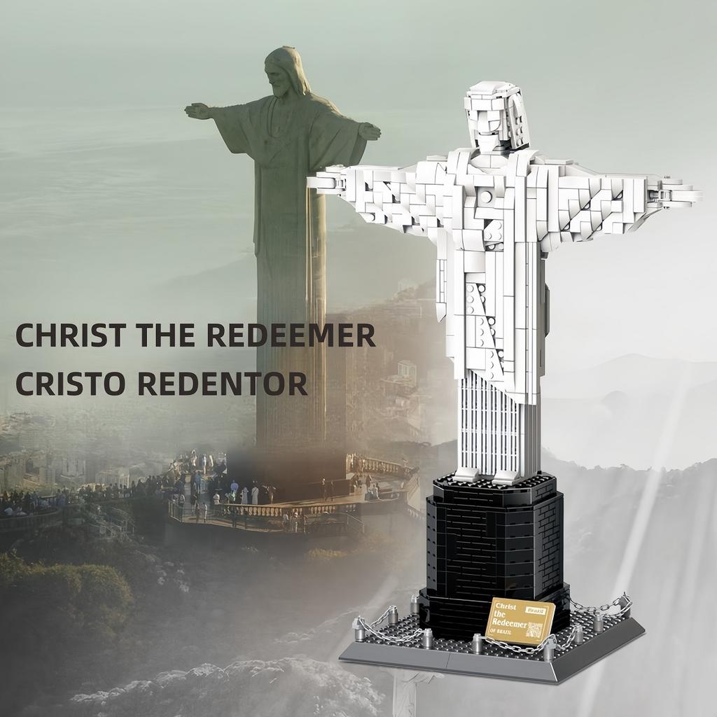 973PCS World Famous Modern Architecture Building Blocks Statue of Christ The Christ Redeemer Assembly Bricks Christmas Gifts