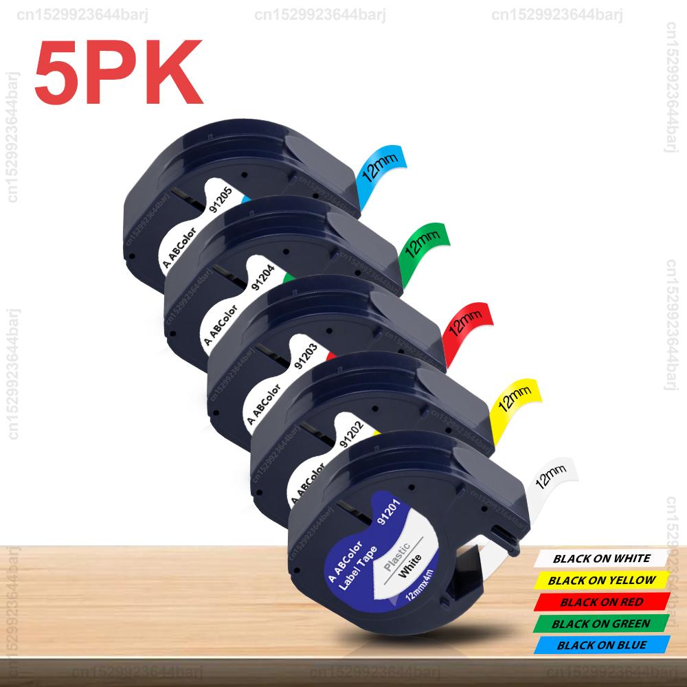 5pcs/10pcs 91201 Compatible Dymo LetraTag Label Tape Plastic 91331 12267 91202 91200 12mm LT Tape for Dymo LT100H Label Printer Fuel Injectors 6