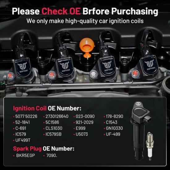 4Pack Ignition Coils & Iridium Spark Plugs For 2006-2011 Hyundai Accent Kia Rio5