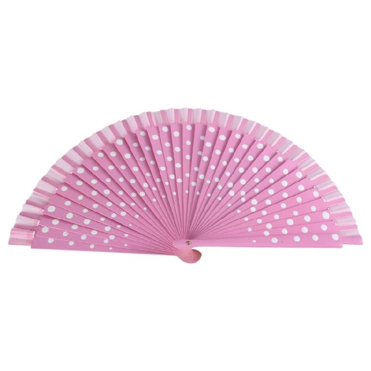 Flamenco Spanish Hand Fan Vintage Dots Pattern 23cm Elegant Wood Folding Fan for Dancing Performances Party Decoration