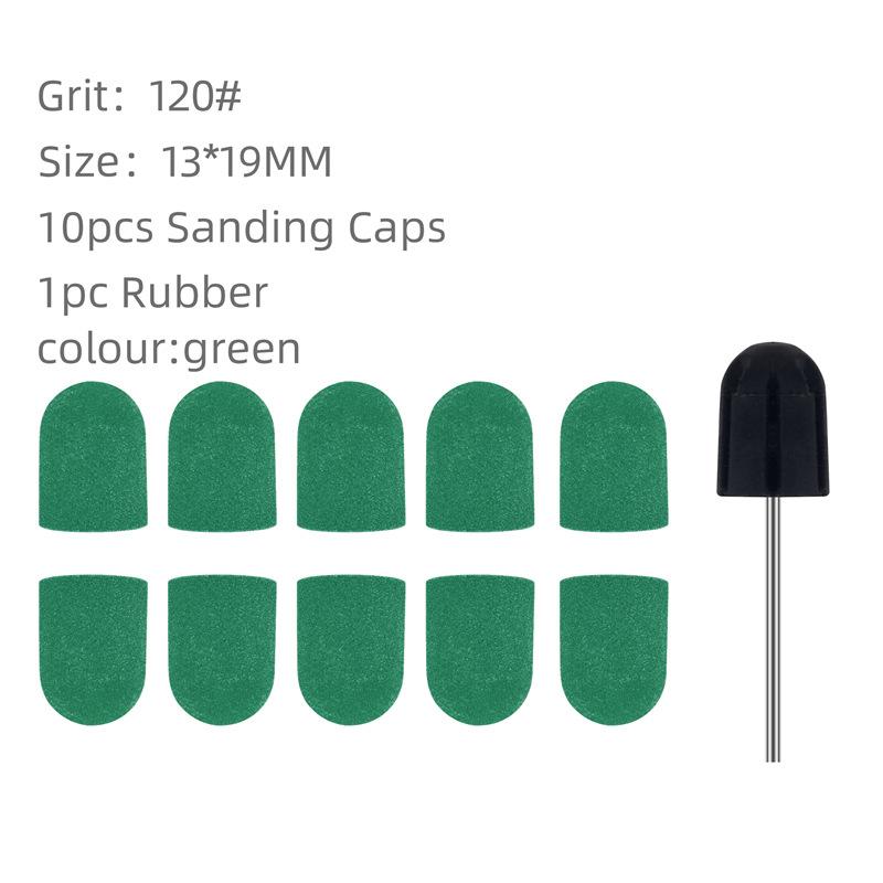 Candy Color Nail Art Sand Cap Nail Polishing Head Sand Ring Electric Nail Drill Machine Accessory Cuticle Dead Skin Removal Manicure Tool with Rubber