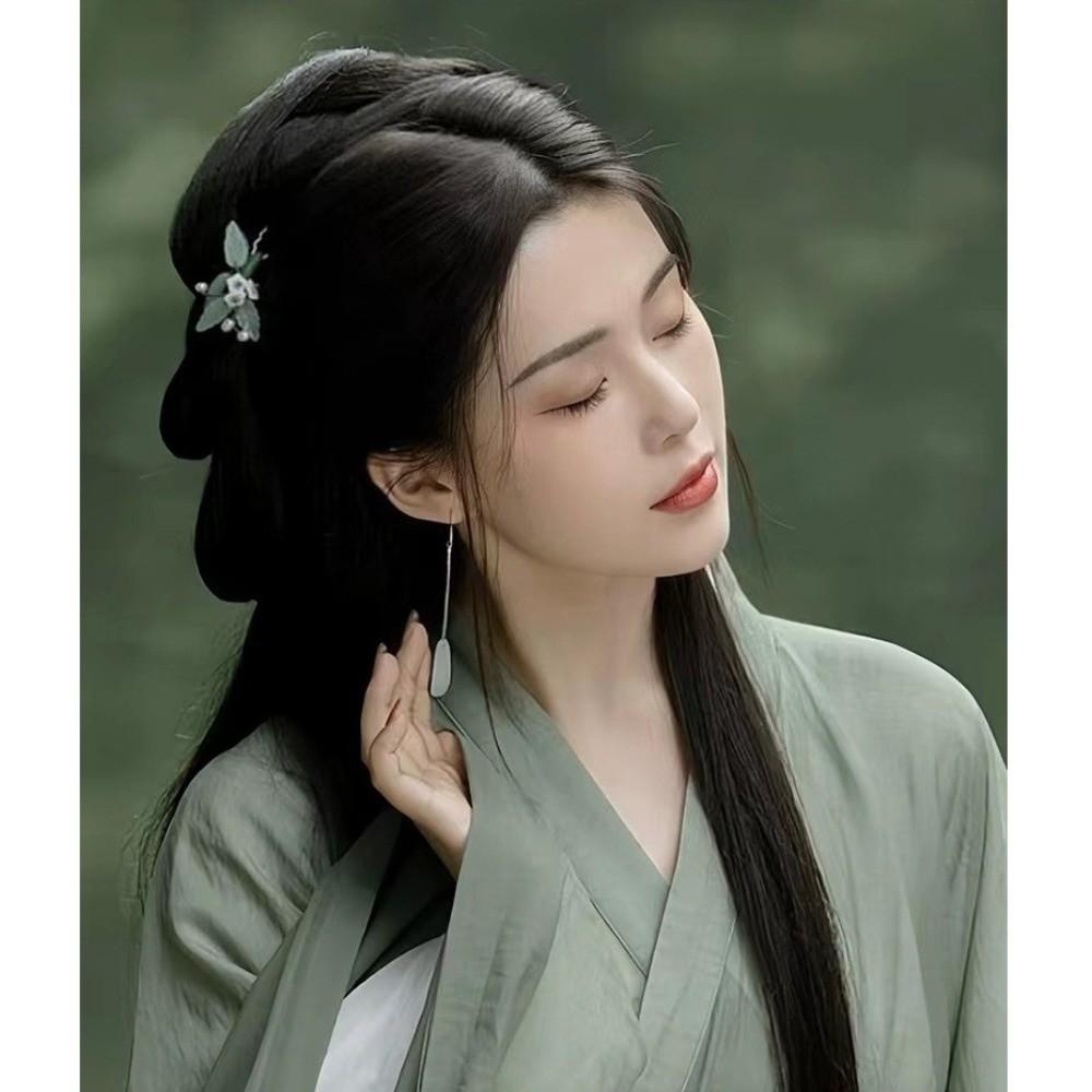 Traditional Women Hanfu Wigs Long Straight Integrated Hair Bun Hanfu Wig Headband Princess Cosplay