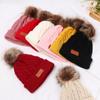 Kids Cute Fur Pom Bobble Baby Cap Hemming Hat Toddler Beanie Knitted Hat