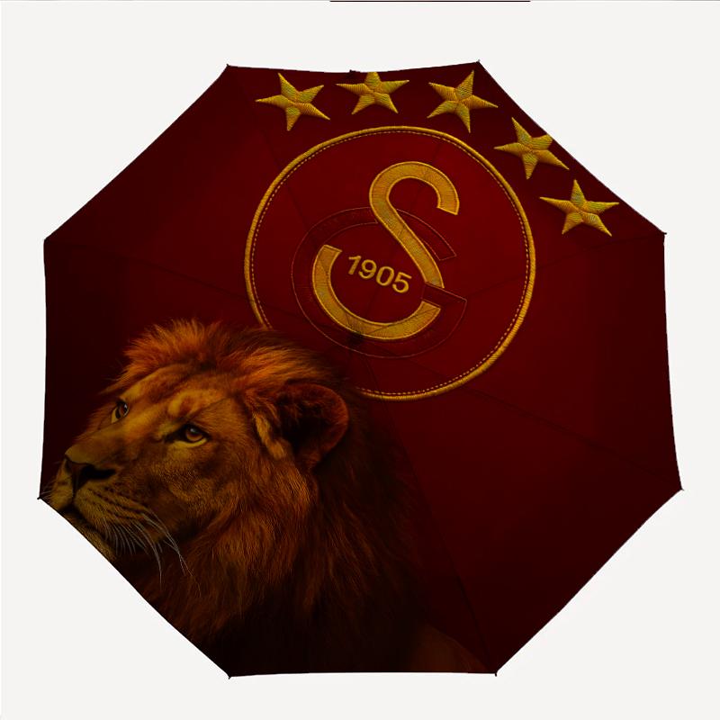 Galatasaray Fashionable Automatic Opening/Closing Folding Umbrella. Portable and Foldable, Ideal for Gift, Travel, and Daily Use.