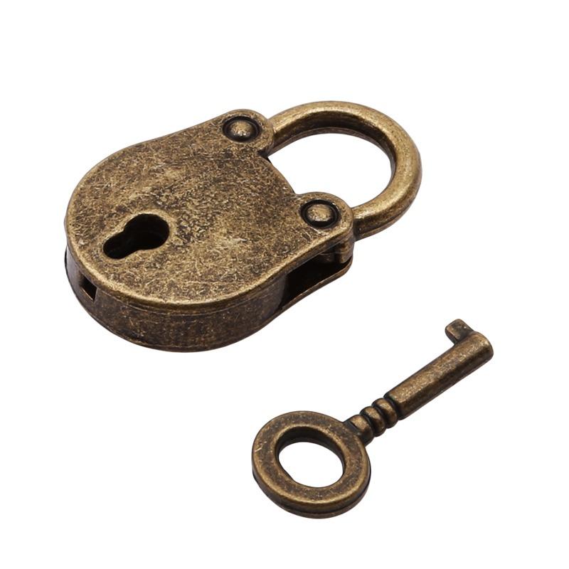 1/3PCs Locks Metal Old Retro Mini Padlock Small Luggage Box Key Lock Bronze Color Home Usage Hardware Decorations
