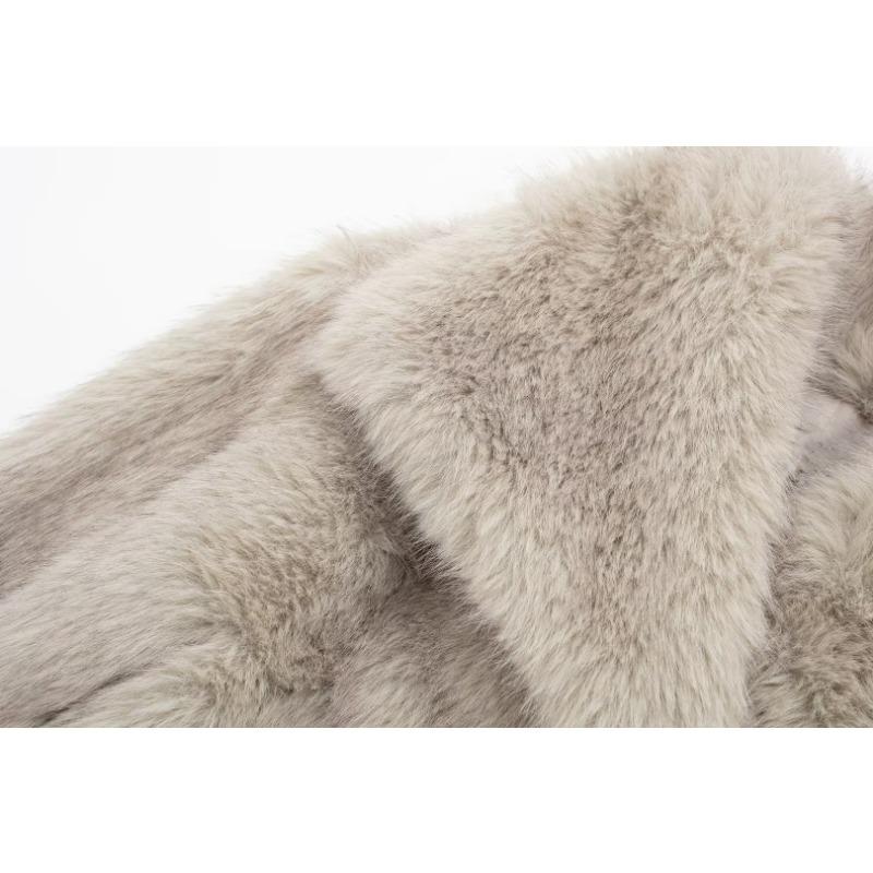 Fasjonabel luksusjakke med revepels for kvinner Høst Vinter Langermet Varmt semsket Streetwear Uformelt yttertøy