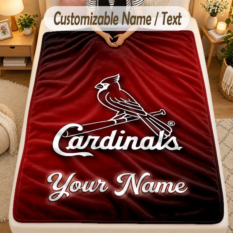 Flannel BlanketSt. Louis Cardinals Custom Name Text Personalized Soft Warm Throw Blanket Home Decor Gift
