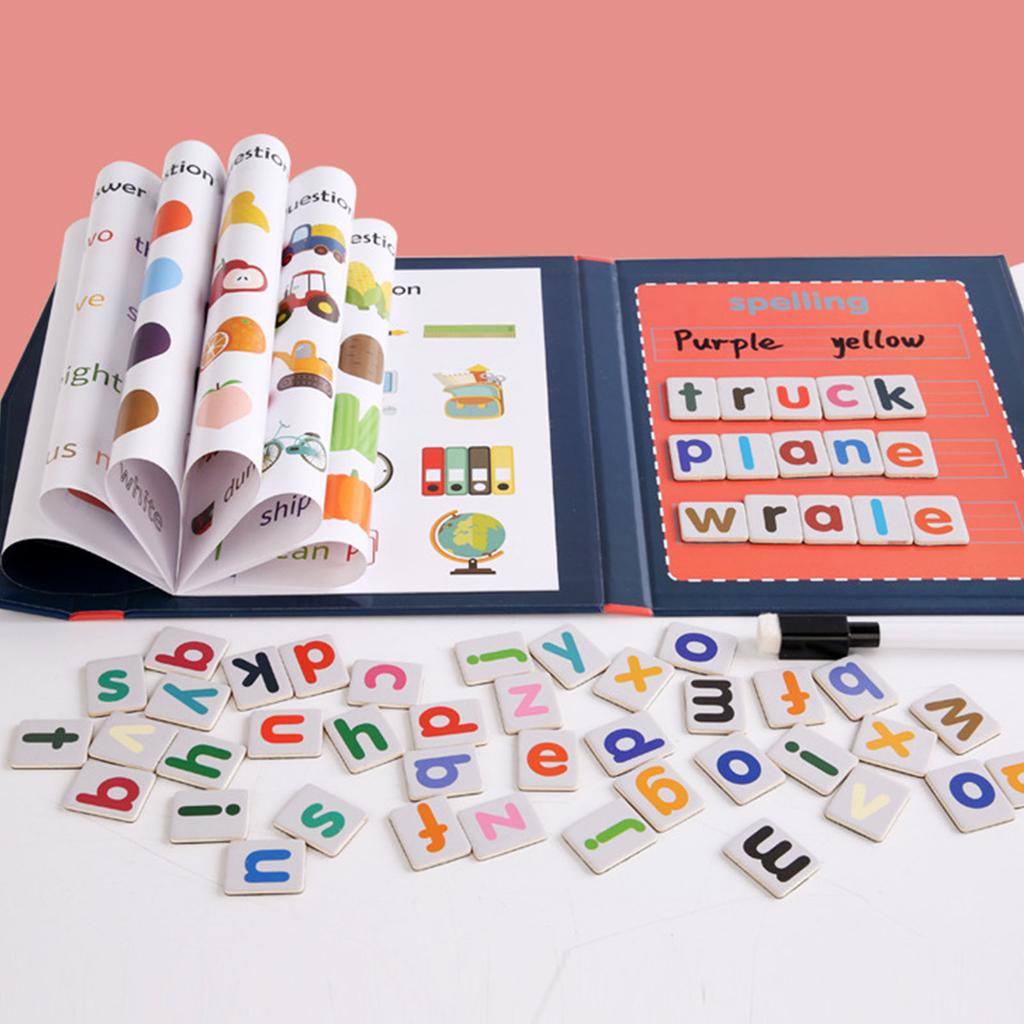 Joc Magnetic de Citire a Cuvintelor și Ortografie Educativ Învățare Timpurie Litere Magnetice Alfabet Ștergibile