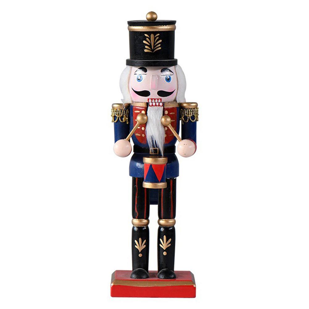 

25 см деревянная стоящая фигурка Щелкунчика, ручная работа, рождественская фигурка Щелкунчика, декоративная модель Щелкунчика для рождественского подарка синий