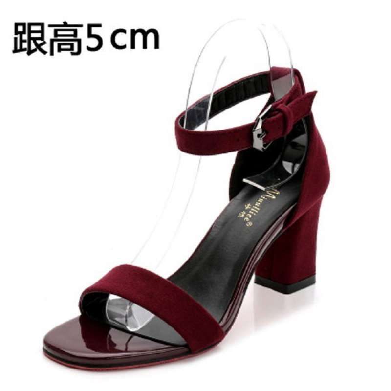 Flat heel black sandals women's summer flat bottom medium heel low heel versatile 2025 new one-word buckle pearl thick heel women's shoes