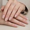 24 stk. Nude Press-on Negle til Kvinder, Korte Ovale Naturlige Klæbe-på Falske Negle, Glinsende Fuld Dækning Lim-på Falske Negle, DIY Manicure Forsyninger