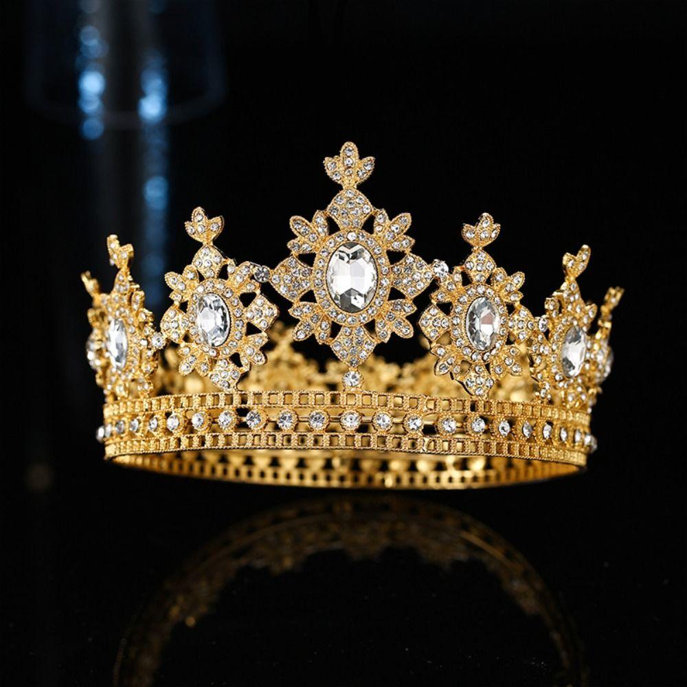 Luxury Vintage Tiara Crowns Sparkling Crystal Rhinestone Crown  Queens King