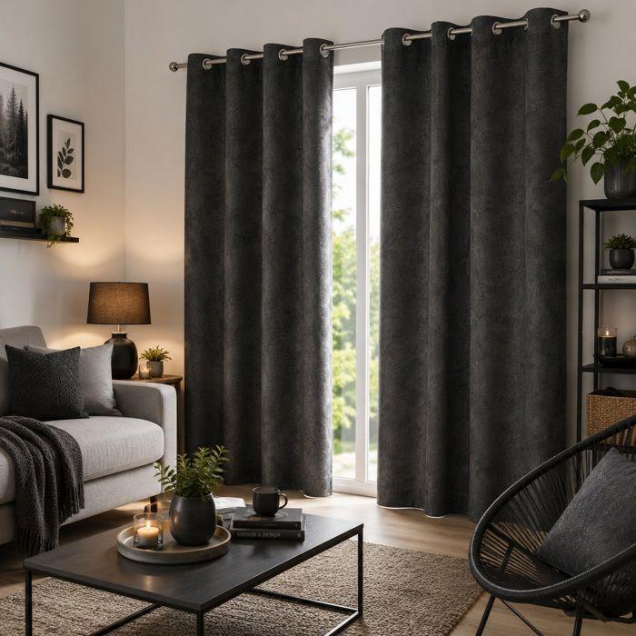 1 Rideau en polyester 140 x 240 cm anthracite Dreamtime