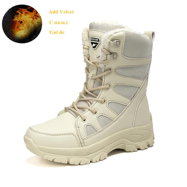 Comfort Beige Outdoor Hiking Boots Couple Men Trekking Shoes Women Big Size Military Tactical Boots For Men Hiking Sheos Snow Bo