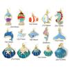 2 Piece Brass Ocean Jewelry Blue Charms 18K Real Gold Plated Enamel Fish Seahorse Dolphin Whale Conch Shell Pendant Necklace DIY