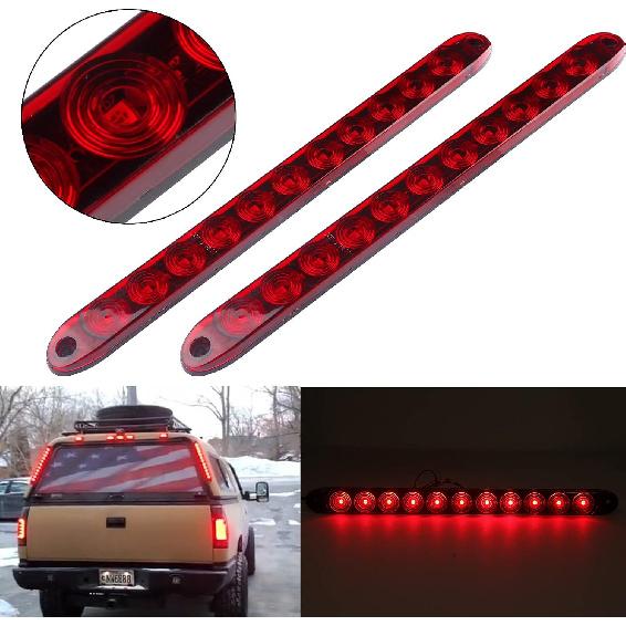 4Pcs 16 Inch Red 11 LED Trailer Tail Lights Bar Sealed Trailer Truck Car Stop Turn Tail Third 3rd Center Stop Brake Lights Bar Trailer Left Right