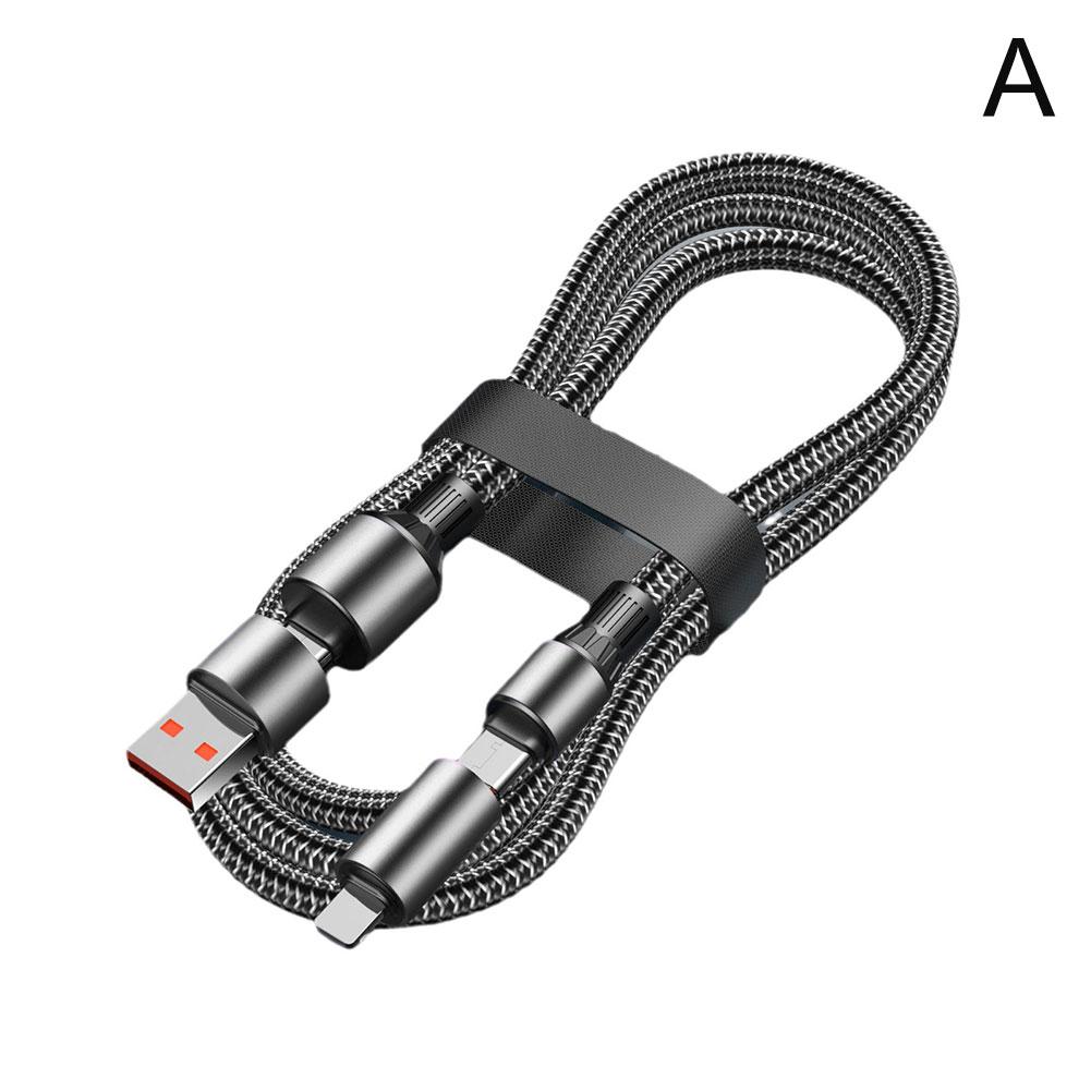 

Кабель USB C 4 в 1 100 Вт PD Быстрая зарядка Провод для iPad 1,2 м Кабель Макс 14 15 для iPhone Ty U0Y4 silver-100w