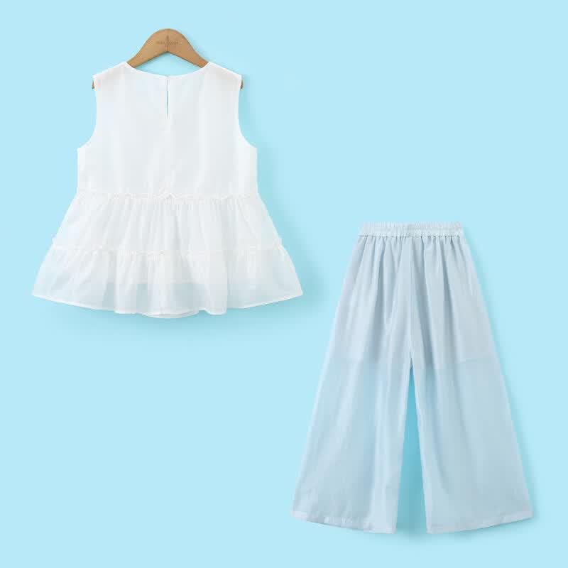 Montagut Girls' Summer Bowknot Vest & Straight Pants Set