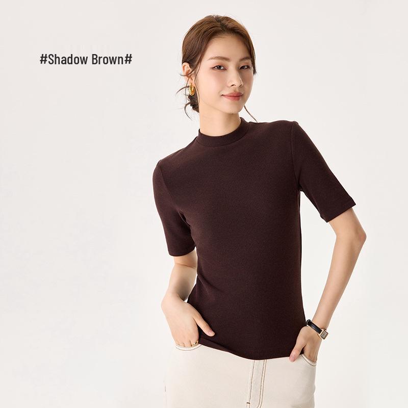 

DeRong Women s Short-Sleeved Base Layer - New Autumn/Winter Upgrade, Round Neck, Slim-Fitting, Warm Inner Wear. Large