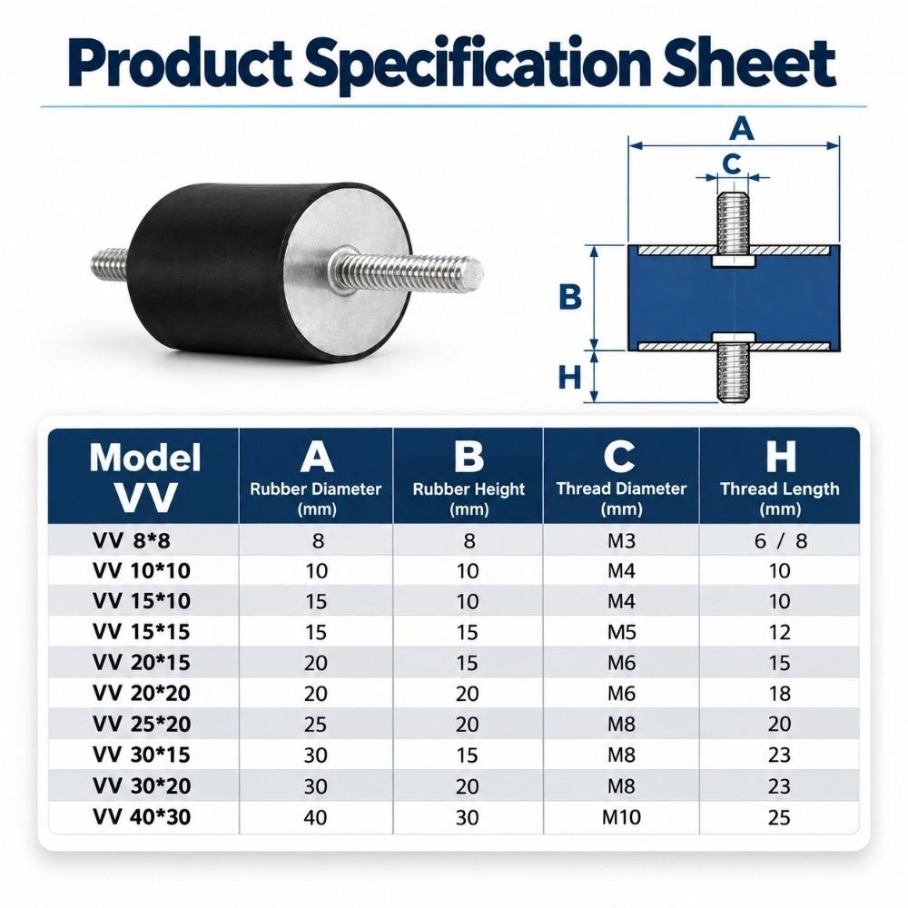 M3 M4 M5 M6 M8 M10 Silentblock Bobbin Mount Male Thread Shock Absorber for Marine Automotive Use