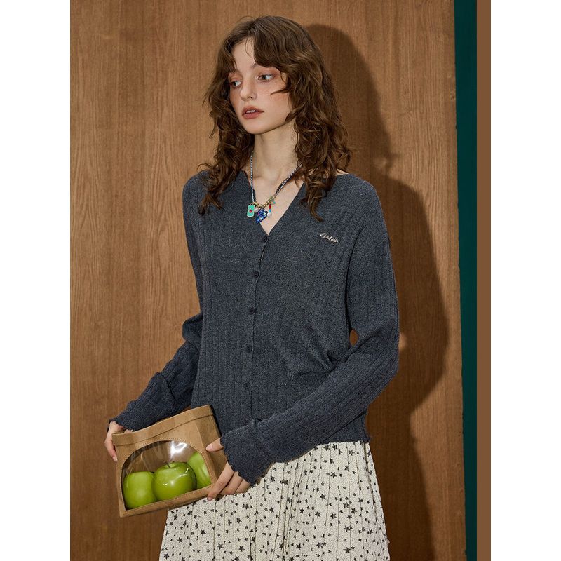 Coolhut2025 Autum Patchwork Contrasting Color American Retro Loose and Versatile Knitted Cardigan