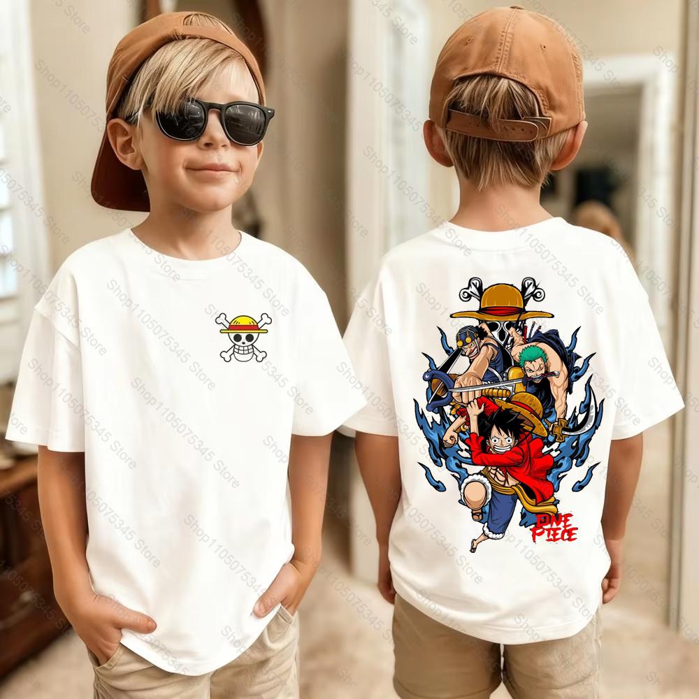One Piece Japanese Anime Printed Mens TShirt Roronoa Zoro Boy Childrens Harajuku Short Sleeve Kids Luffy Tshirt Clothing