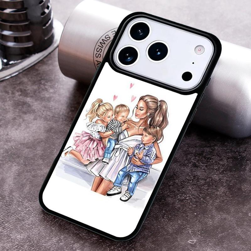 Mom Daughter Girl Son Dad Phone Case for iPhone 17 16 15 Pro Max Air 14 13 12 11 Plus Shockproof Capa Cover
