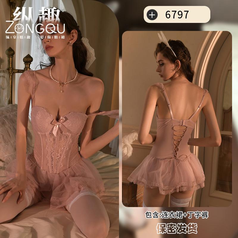 Sex Underwear, Sexy Lace, Perspective Fish Bone, Slim Fit, Suspender Skirt, Small Chest, Big Uniform Temptation 6797