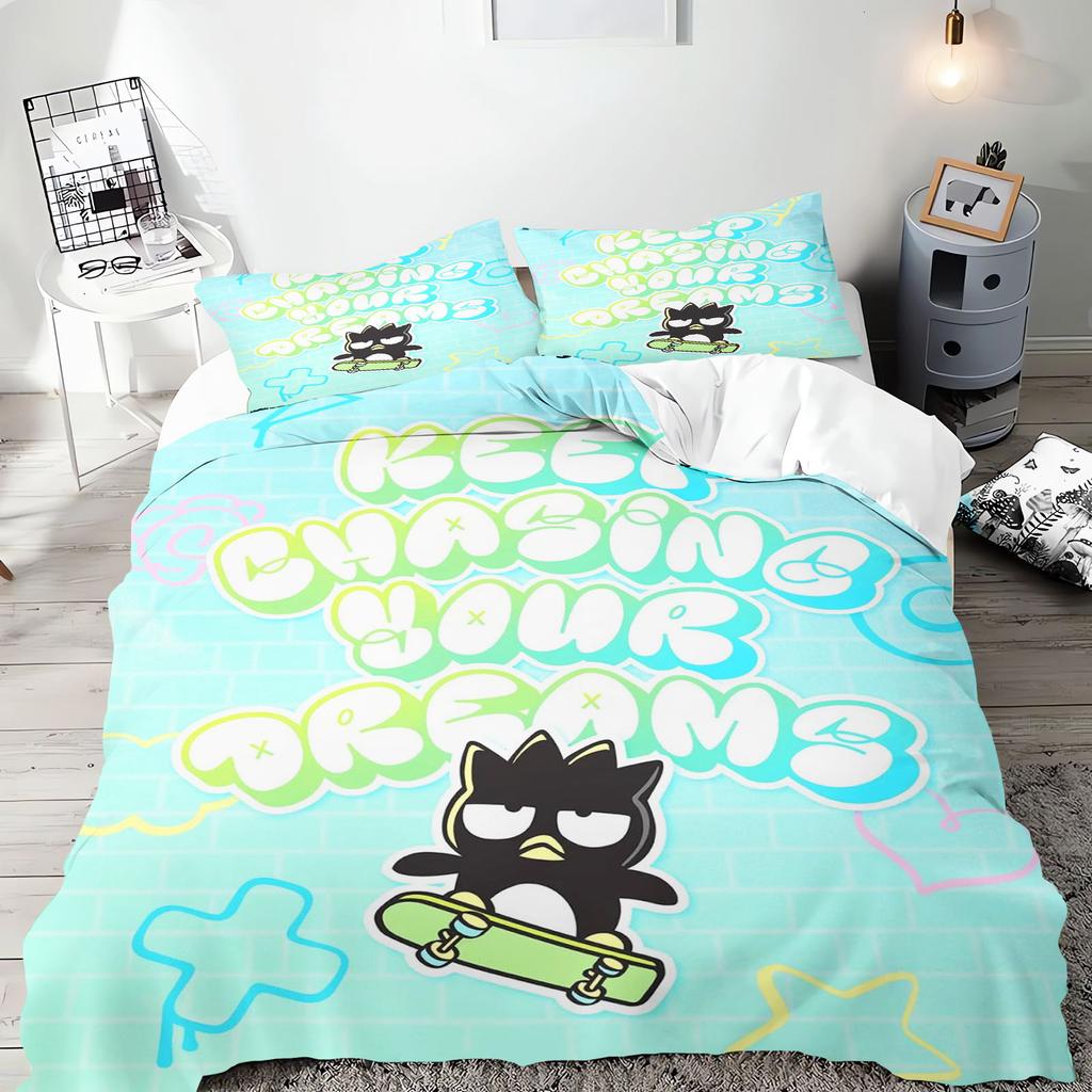Bad Badtz-Maru Anime, Home Bedroom Comforte Nordic Polyester Material, Suitable for Children and Adults, 3-piece Set