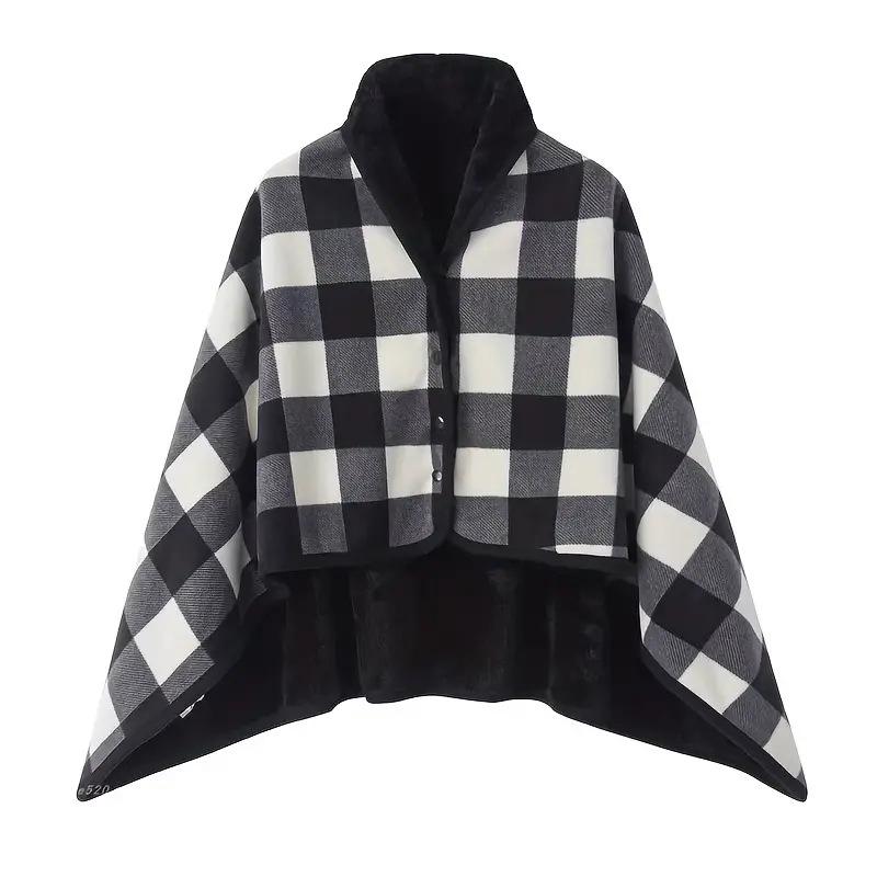 Wearable Plaid Fleece Blanket With Button Winte Warm Throws On Sofa Bed Travel Thicken Bedroom Office Air Conditioning Blanket