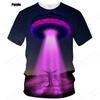 Summer UFO Alien 3d Print T-shirt Men Fashion Casual O-Neck Short Sleeve Tshirt Funny Mysterious Spaceship Tops Tees Men Clothes