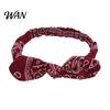 Comfortable Headband Elastic Rabbit Ear Knot Design Hair Wrap Secure Fit Wave Boosting Compression Band Paisley Pattern Headwrap