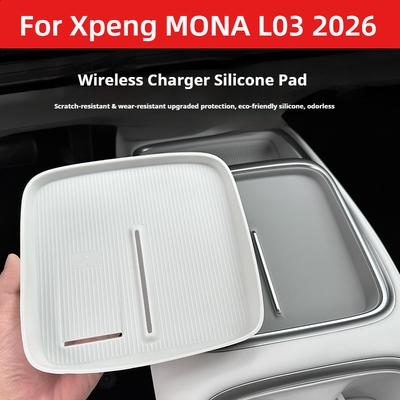 For Xpeng MONA L03 2026 Center Console Silicone Mat Wireless Charging Cup Holder Liner Anti‑slip Interior Accessories