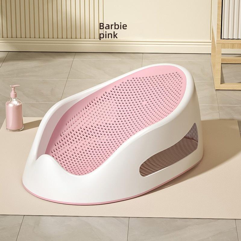 Foldable Baby Bath Support Net Anti Slip Sitting Lying Shower Bracket for Newborn розовый