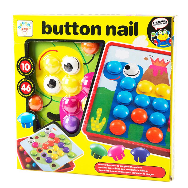 Children's Large Particle Button Art Board: Educational Hands-on Mushroom Nail Puzzle Toy for Kindergarten