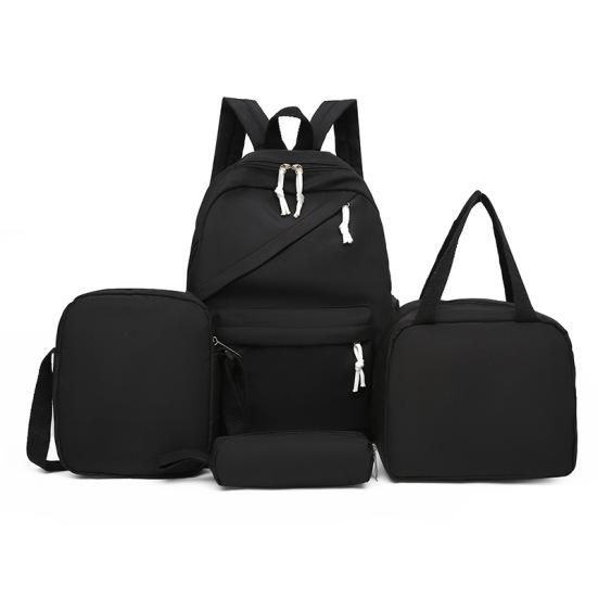 

Рюкзак с набором ланч-бокса, 4 предмета, эстетичный рюкзак, однотонный, простой, рюкзак для подростка и ученика начальной школы, подарок на день рождения для дочери чёрный