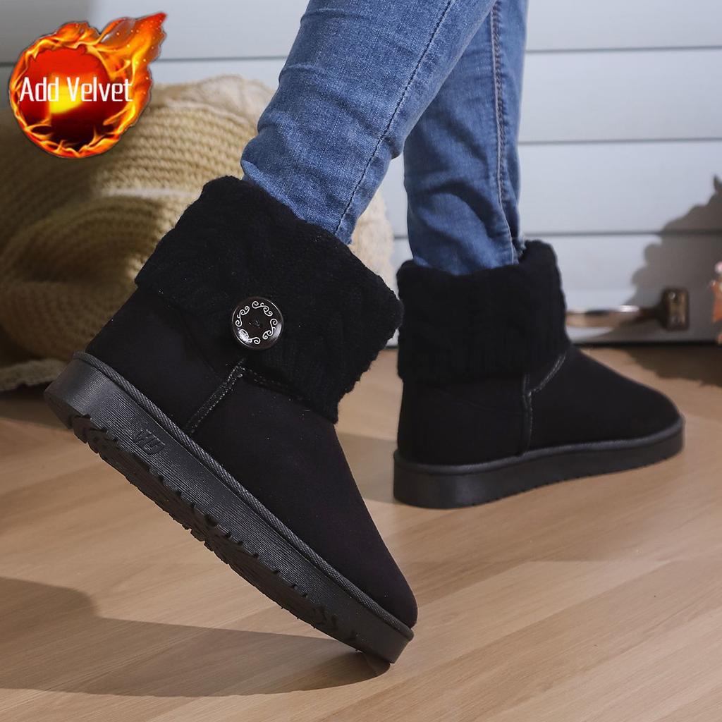 Fashion Round Toe Ladies Shoes Winter Flat Plush Women's Snow Boots Trend 2025 Novelty Fashion Footwear On Offer Hot Goth Padded Booties