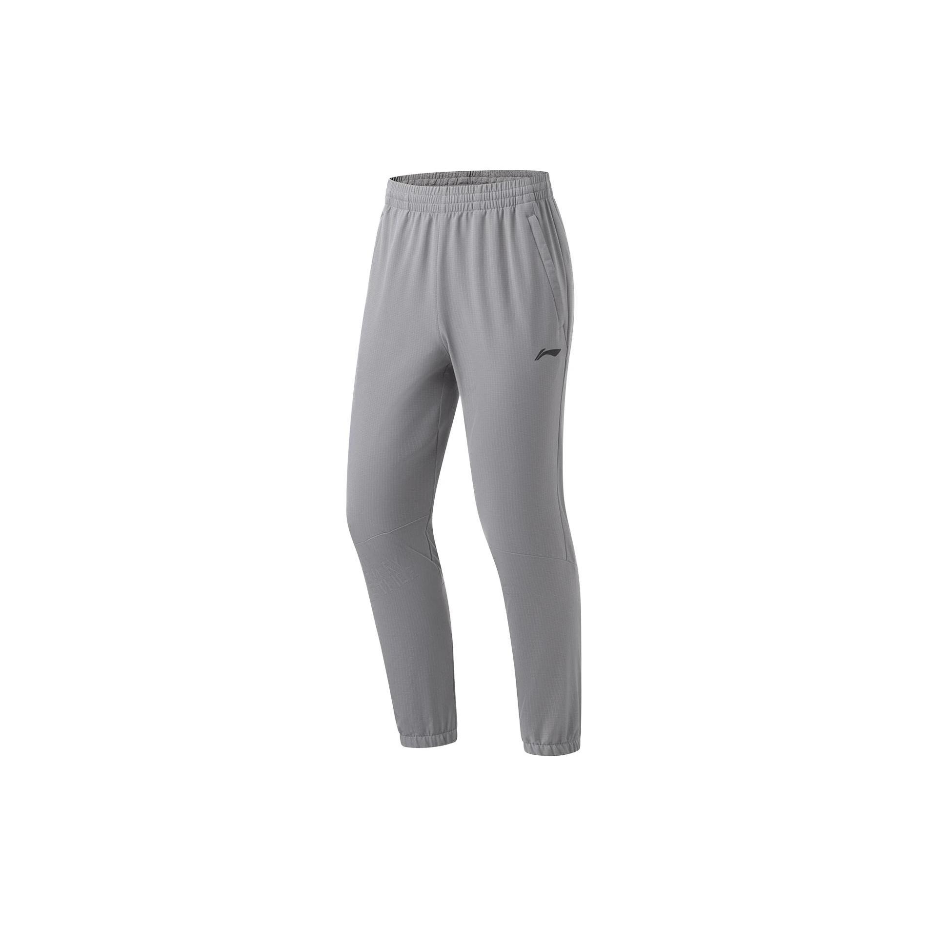 Коллекция для бега Li Ning Трикотажные спортивные штаны Мужские Серо-акулий Утепленные с манжетами AYKT049-3 L
