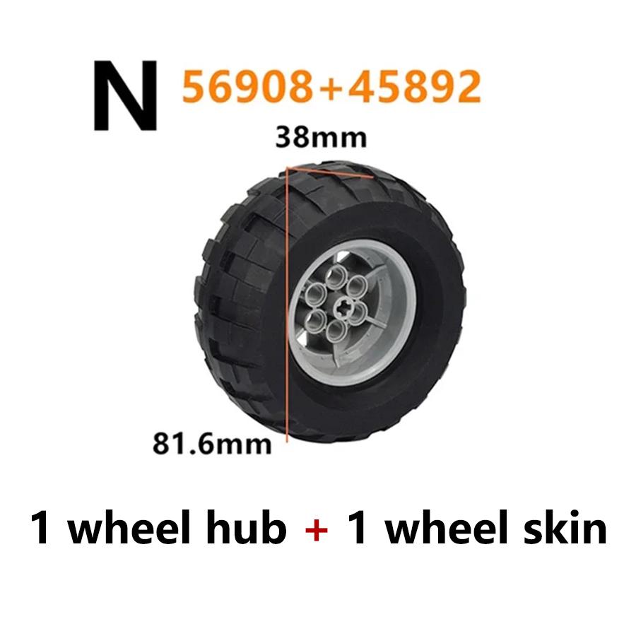 1Pcs Technical Tire & Wheel Hub Building Blocks Compatible with MOC Car Truck Parts