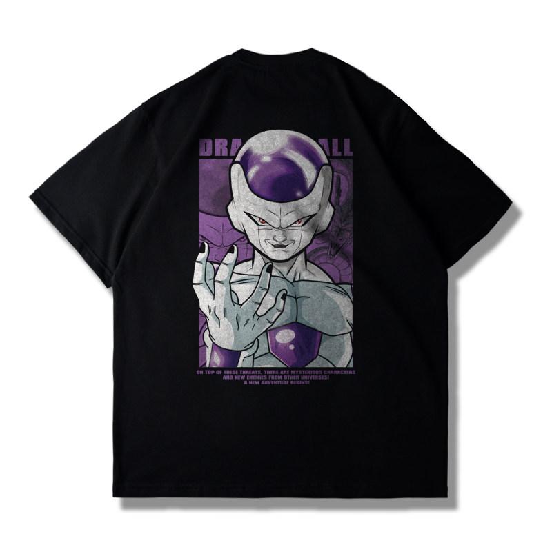 The Anime Dragon Ball Collaboration Black Goku Shortsleeved Tshirt for Men and Women in Loose Black and White for Summer