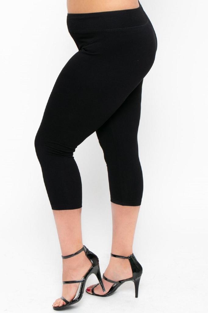 Women's Style Plus Size Leggings Big Size Capri Tights Black