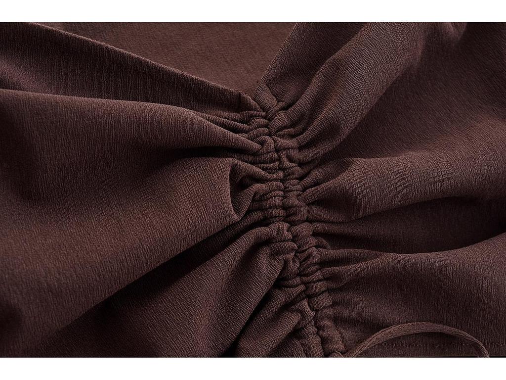 2025 Spring Women's European & American Style Pleated Top & Elastic Long Pants Set