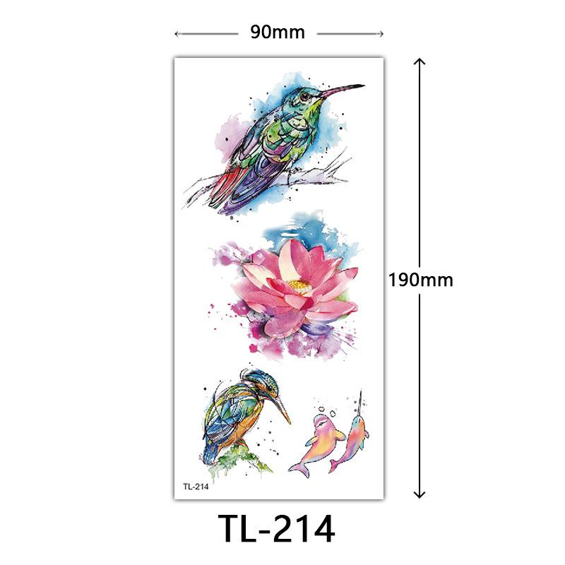 Flower Tattoo Stickers, Color Sketch Tattoo Stickers, English Letters, Wedding Photography Tattoo