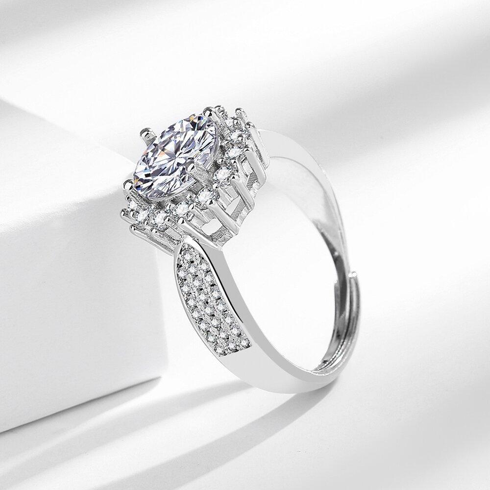 Silve Gorgeous Shiny Stone Zircom Ring For Women Engagement Wedding High Quality Fine Jewelry