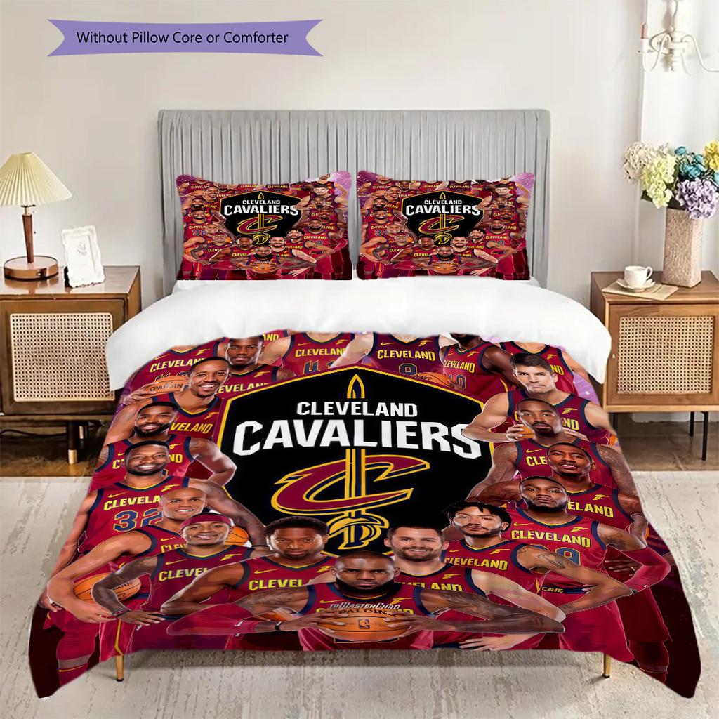 Cleveland Cavaliers Team Spirit Three-piece set(1 * duvet cover + 2 * pillowcase, without core) Duvet cover and pillowcase Christmas birthday gift