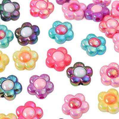 500G Acrylic Beads Colorful Plated Two-color Flower Beads for DIY Necklace Bracelet Earring Jewelry Making